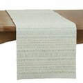 Saro 16 x 72 in. Woven Line Oblong Table Runner, Aqua 840.A1672B